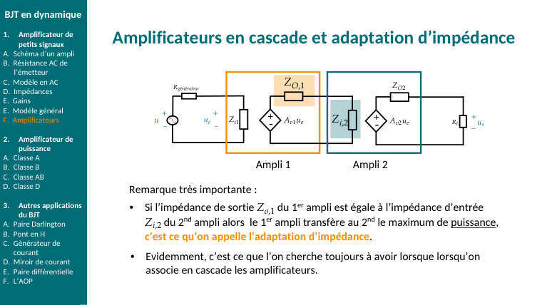 Diapo du cours : Amplificateurs en cascade et adaptation d’impédance