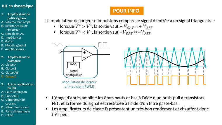 Diapo du cours : Le modulateur de largeur d’impulsions compare le signal d’entrée à un si